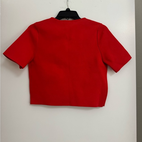 Zara Bold Red Knit short sleeve cardigan with Gold toggle Button.  Size medium - Picture 5 of 5